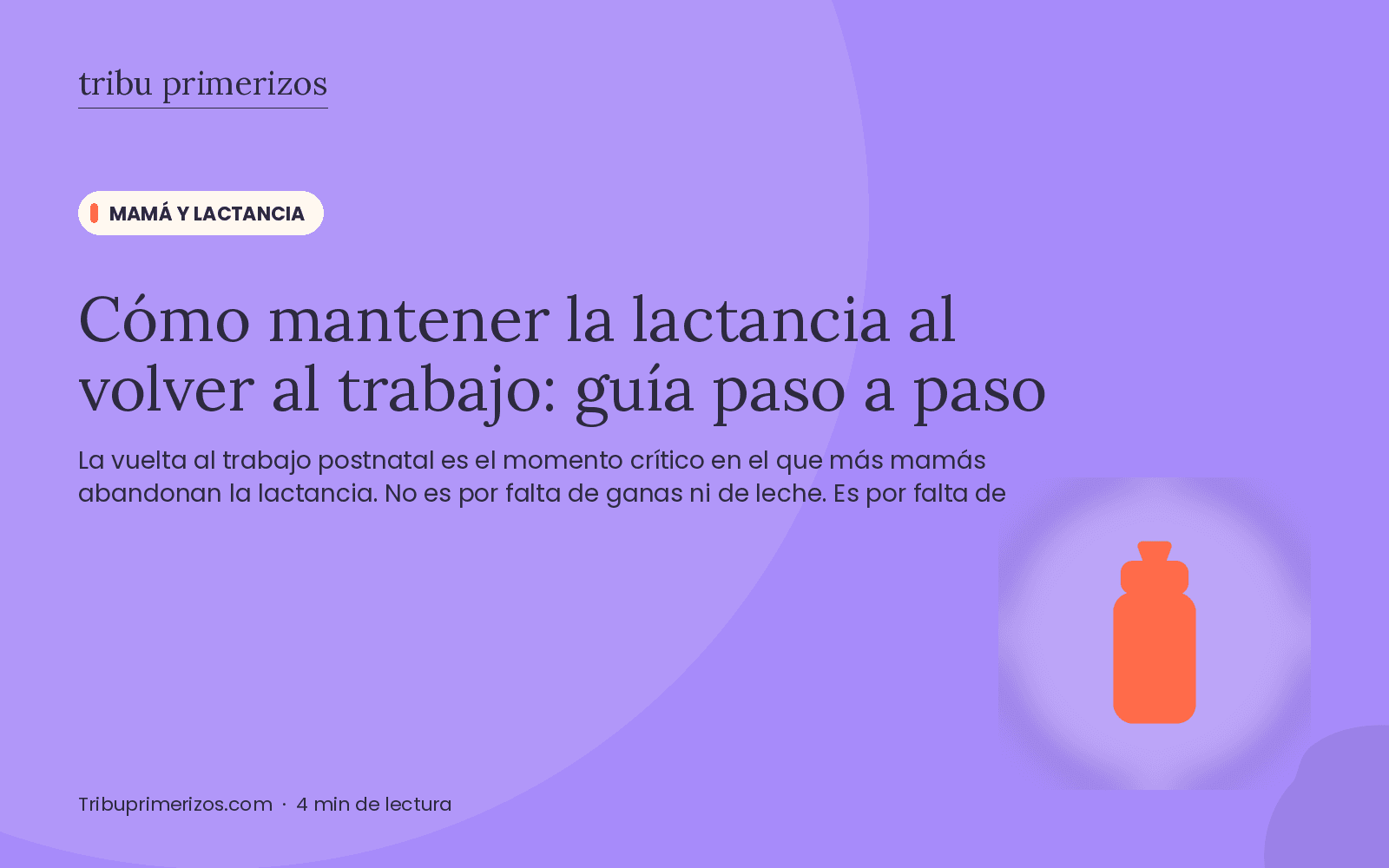 Cómo mantener la lactancia al volver al trabajo: guía paso a paso